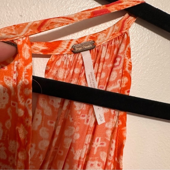 Free People Mid Summers Day Dress Orange Combo Mini Tunic Tie Side Size Large - Picture 6 of 8